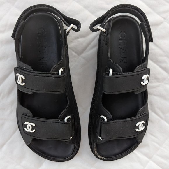 CHANEL - CC Interlocking CC Dad Sandal - Rubber - Black - EU 35 / US 5 - Picture 13 of 13